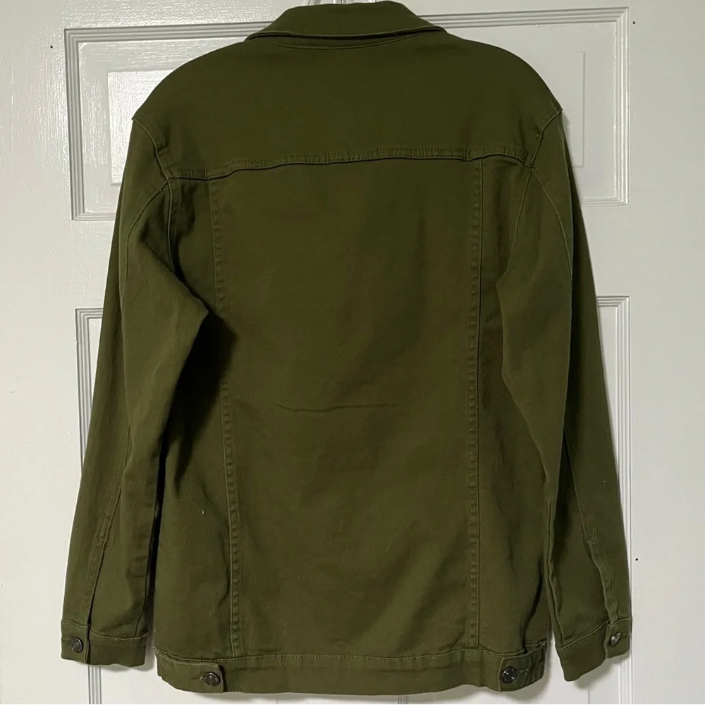 Longbida Casual Classic army green Denim cotton blend slim-fit Trucker Jacket